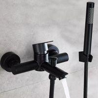 Zamery – Mitigeur baignoire mural noir mat – Robinet monocommande avec douchette 1,5m – Laiton massif résistant à la corrosion – Installation facile