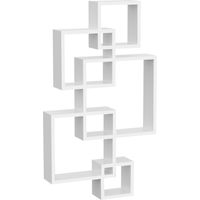 Bibliothèque Suspendue 5 Cubes Intrecciati en Bois Blanc 49,5x10,2x86cm