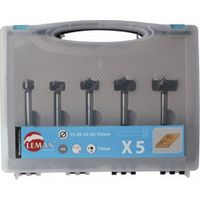 Leman – Coffret de 5 mèches à façonner Hm 10mm – Diamètres 15/20/25/30/35mm – Pour bois dur – Coupe nette sans éclat