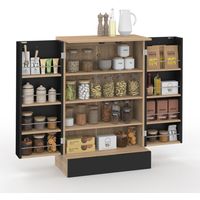 Cassettiera bassa da cucina ALTO H.90 cm con contenitori in legno e nero