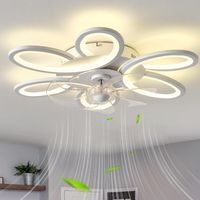 Ventilador de techo con luz de flores y control remoto, ventilador de techo silencioso con lámpara LED regulable, ventilador de techo con 6 velocidades DC y función de memoria para dormitorio y sala d