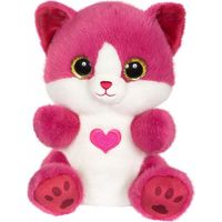 Chat en peluche - GIPSY TOYS - BERRY - Rose framboise - 23 cm - Cœur sur le ventre