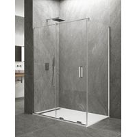 ALLSTONE KERES Duschwand - Duschkabine 1+1 Mit Fester Seite ohne Unter- und Oberprofil Glas 8 mm 120x80 cm Parallele Stabilisierungsstange