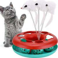 Juguete interactivo para gatos 2 en 1 con ratón, varita de gato giratoria y bola