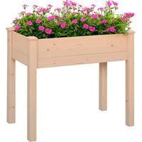 Jardinière surélevée en Bois, Carré Potager sur Pied surélevé, Trous de Drainage, Tissu non tissé, 86x46x76 bois naturel