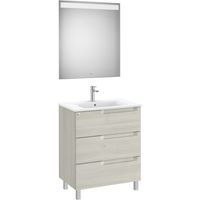 MUEBLE LAVABO 700MM ALEYDA CON PATAS 3 CAJONES + ESPEJO BLANCO MADERA