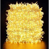 extra Long 100m 600 Led String Lights, Quntis Outdoor Indoor Waterproof With 8 Modes, Warm White Clear Wire Plug-in String Lights For Summer Tree