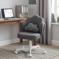 Chaise Pétale de Bureau avec Dossier Double Couche et Coussin Lombaire Nuage, Réglable en Hauteur, Pivotante, Lin - Gris