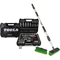 Coffret Kit Outils 108 pcs BM TOOLS BMT-108-PCS Clé à Cliquet Douille Acier Vanadium, Balai brosse de nettoyage à eau