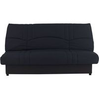 Canapé convertible Clic-clac - 3 places - Tissu Noir - 190 x 90 x 92 cm - PIXIE