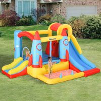 Hinchable enfants 3 ans 2 toboggans piscine zone saut 330x265x185 cm multicolore