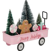 Carrello in metallo rosa led 18cm - Feeric lights & christmas