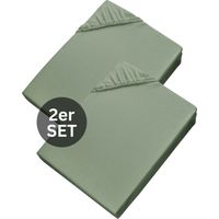 SCHÖNER WOHNEN lenzuolo con angoli BASIC - Set da 2 150x200 cm, salvia