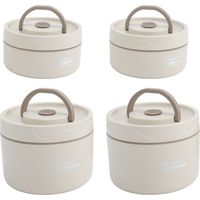 Eosnow Contenitore per il pranzo coibentato Bento Box termico portatile rotondo multifunzione sigillato in acciaio inossidabile 304 con borsa Beige 4 pezzi