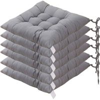 6 Coussins de Chaises Carrés 40x40 Coussins de Siège Décoration Maison Coussin Mat Matelassée,Confortable et coloré - Idéal pour intérieur et extérieur (Gris)