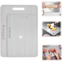 Planche a Decouper en Titane, Planche a Decouper Antibacterienne, Titanium Cutting Board, Planche a Decouper Inox, Sans BPA(2PCS)