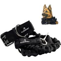 Reflektierendes Hundehalsband und Leine mit Autobefestigung, Größe L, Glückpet
