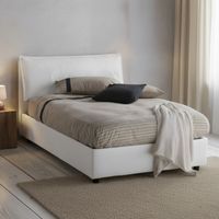 Talamo Italia Cama de plaza y media Claudia, Cama contenedor con revestimiento de tela, 100% Made in Italy, Apertura frontal, adecuado para colchón 120x200 cm, Blanco, con embalaje reforzado