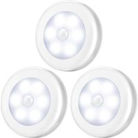 Bewegungsmelderleuchte, LED-Bewegungsmelder, Schrankleuchte, batteriebetrieben (Batterie nicht im Lieferumfang enthalten), für Kleiderschrank/Regal/Eingangsbereich/Garage/Küche/Flur, 3er-Pack (Weiß)