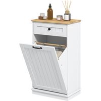 Armario baño con cajón cesto ropa anti-vuelco moderno 52x33x90 cm blanco