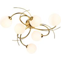 Firstlight Elba Plafonnier encastré Elba à 6 lumières, laiton brossé, verre blanc opale, 6 x G9