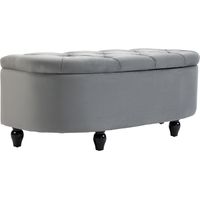 Pouf de rangement Irovami, banc de rangement, rembourré, couvercle à fermeture douce, aspect velours, 120 x 46 x 42 cm, gris foncé