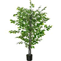 Ficus artificiel 135 cm avec pot pour intérieur et extérieur, vert