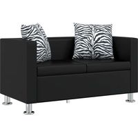 Canapé droit fixe 2 places Contemporain - Sofa Divan Banquette - Cuir synthétique Noir Chic-538014