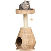 PawHut Krabpaal/Kattentoren met Kattenhol, Speelbal, Sisal Zacht Pluche, Hoogte 82,5 cm, Geel