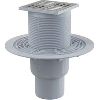 AlcaDrain Bodenablauf 105×105/50/75 mm mit einem senkrechten Abgang, Edelstahl Rost, Kombi-Geruchsverschluss SMART