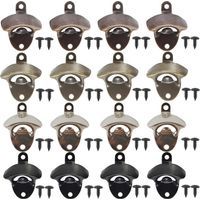 Set mit 16 Retro-Wandflaschenöffnern inklusive Befestigungsschrauben, geeignet zum Öffnen von Bier, Cola, Wein, Erfrischungsgetränken usw., geeignet für Küchen, Cafés und Bars (4 Farben). - Crezuo