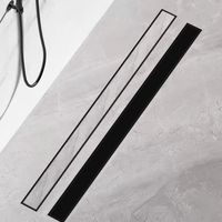 Duschrinne 30 cm Schwarz Extra Flach Befliesbar 360 Grad Siphon mit Geruchsstop und Haarsieb Komplettset Edelstahl Bodenablauf für Duschkabine Duschwand