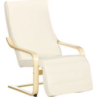 Sillón de Salón con Reposapiés Ajustable Silla Relax Butaca Tapizado en Tela para Oficina Dormitorio 66,5x94x100cm Crema