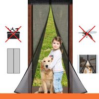 Freosen – Moustiquaire porte magnétique 120x220cm – 32 aimants pour fermeture automatique – Installation facile avec bande adhésive – Noir