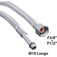 "FLESSIBILE IN ACCIAIO INOX PER MONOCOMANDO LUNGO DN8 F3/8"""" x M12 - 35 cm"