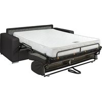 Vente-Unique – Canapé convertible 3 places express simili noir – Couchage 140 cm – Matelas 18 cm – Déhoussable – Éco-responsable