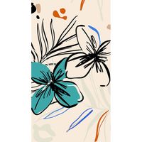 Poster intissé - dessin de fleurs bleues et fougère en peinture 150 x 270 cm