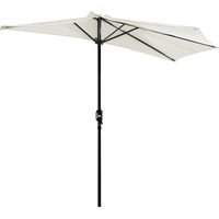 2.7m Garden Half Parasol, Outdoor Balcony Umbrella with 5 Steel Ribs, Patio Sun Shade, Cream White
