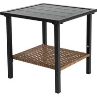 Outdoor drehbare Schaukelstühle Set 3 Stück mit 1 Tisch und 2 Schaukelstühle Unterstützung 350lbs Braun Wicker Outdoor Möbel Patio Gesprächssatz