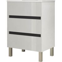 Meuble de salle de bain 60cm STAY THREE EDGE blanc brillant - Vasque en céramique