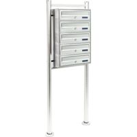 Bloc 5 boite aux lettres sur pied de support 5 compartiments superposé acier inoxydable