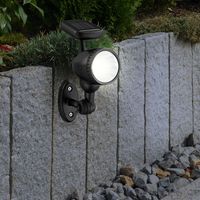 Lampe d'extérieur, lampe solaire, lampe solaire, lampe à brancher, lampe de jardin, piquet de sol IP44, batterie rechargeable, spot mobile, noir, 1x LED blanc chaud, LxH 8,5x17cm