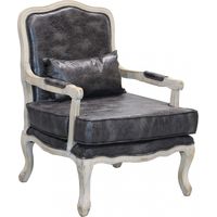 Poltrona Christy in Ecopelle Vintage Grigio 64x72x92 h cm in Legno Grigio scuro