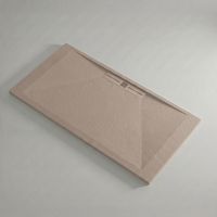 Mineralguss-Duschwanne extra flach EDIS Schieferoptik BEIGE 90x190 cm Auslaufschutz in Farbe