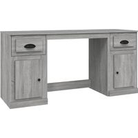 Bureau table poste de travail meuble d'ordinateur informatique étude avec armoire sonoma bois d'ingénierie gris