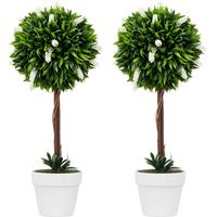 2er-Set Lavendel Kunstbaum, 60 cm hoch, inkl. Topf und Kunstmoos, Weiß