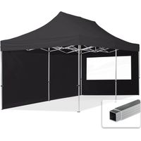 TOOLPORT pop up gazebo 3x6m with two side panels & aluminium frame folding garden tent Water repellent black