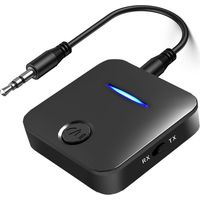 Bluetooth 5.0 Transmitter, Bluetooth Receiver, Bluetooth Adapter with 3.5mm Jack Stereo Output for TV, PC, Phone and Home Theater