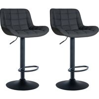 Set 2 sgabelli bar struttura in metallo nero seduta in PVC nero con cuciture 100004441