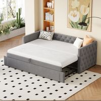 Cama sofá cama doble multifunción tapizada gris OKMYHOME